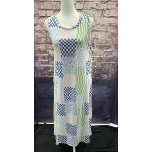 Roudelain Soft as a Cloud Sleeveless Nightgown Women's Sleepwear Top Check Small